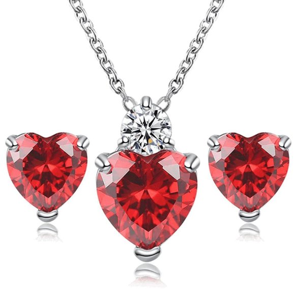 Jewelry - 💎 Heart Drop Necklace Pendant Earrings 925 Sterling Silver Set